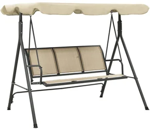 vidaXL Huśtawka ogrodowa z baldachimem, antracytowo-piaskowa 313325 - Huśtawki - miniaturka - grafika 2