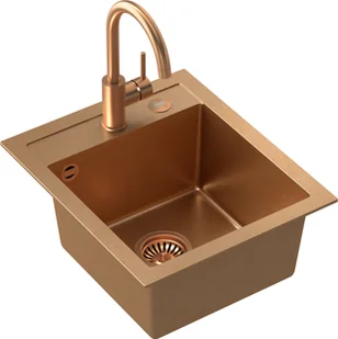 STEINER Quadron Zlewozmywak granit + bateria + zaślepka miedź JOHNNY 100 ART4350C1BP_3323502_PVDBSC1_Z - Zlewozmywaki z baterią - miniaturka - grafika 2