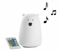 Wyposażenie pokoiku dziecięcego - Rabbit&friends SILIKONOWA LAMPKA do POKOJU DZIECKA, z głośniczkiem i pilotem - RABBIT & FRIENDS Biały Miś LBLUE - miniaturka - grafika 1