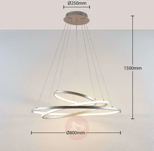 Lampenwelt com Lampa wisząca LED Ezana, trzy pierścienie, nikiel - Lampy sufitowe - miniaturka - grafika 5