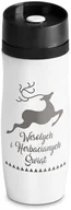 Kubki termiczne - Murrano Kubek Termiczny Termos Biały Renifer GRAWER KUB-B-004 - miniaturka - grafika 1