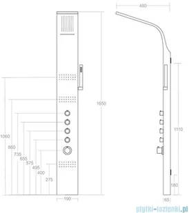 Corsan Kaskada panel prysznicowy z termostatem czarny A-014ATCZARNY | - Panele prysznicowe - miniaturka - grafika 2