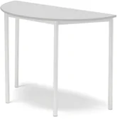 Meble do szkół i przedszkoli - AJ Produkty Stół BORS, półokrągły, 1200x600x900 mm, laminat szary, biały - miniaturka - grafika 1