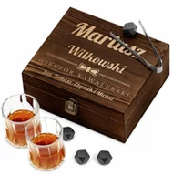 Pozostałe akcesoria barmańskie - Murrano Kamienie do whisky kostki ze szklankami w drewnianym pudełku z ZESZKOS-035 - miniaturka - grafika 1