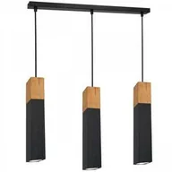 Lampy sufitowe - Luminex Tulum 1960 lampa wisząca zwis 3x60W GU10 czarna/drewniana - miniaturka - grafika 1