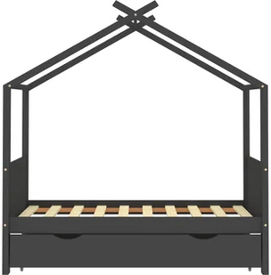 VidaXL Lumarko Łóżko dziecięce z szufladą, ciemnoszare, lita sosna, 80x160 cm 322152 VidaXL - Łóżeczka i kojce - miniaturka - grafika 3