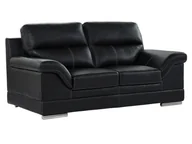 Sofy i kanapy - Vente-Unique Sofa 2-osobowa MONIKA ze skóry bawolej Kolor czarny - miniaturka - grafika 1