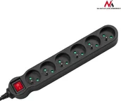 Listwy zasilające - Maclean Listwa zasilająca MCE225 Listwa zasilająca przedłużacz 6 gniazd z wył czarny 1,5m 2300W - miniaturka - grafika 1