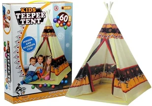 Lean Toys Namiot Teepee Indiański Dom Zabaw Tipi + 60 Piłek - Namioty i tipi dla dzieci - miniaturka - grafika 3