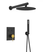 Stelaże i zestawy podtynkowe do WC - SEA HORSE Zestaw podtynkowy OVE BLACK+GOLD STICK z baterią mieszaczową czarny mat/złoty BJV309B-SG2 - miniaturka - grafika 1