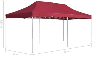 vidaXL Profesjonalny, składany namiot imprezowy, 6 x 3 m, czerwony - Pawilony ogrodowe - miniaturka - grafika 7