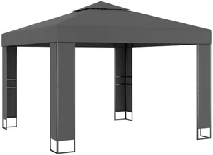 vidaXL Altana z podwójnym dachem i sznurem lampek, 3x3 m, antracytowa! 3070304 - Altany ogrodowe - miniaturka - grafika 2