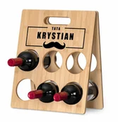 Stojaki na wino - Murrano Drewniany stojak na wino z nadrukiem na prezent dla taty SDW-010 - miniaturka - grafika 1