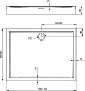 Deante Brodzik akrylowy prostokątny Jasmin 120x90 cm DEA-KGJ_043B-0 - Brodziki prysznicowe - miniaturka - grafika 4