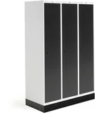 Meble do szkół i przedszkoli - AJ Produkty Szafka do szatni ROZ, 3 moduły, 3 drzwi, 1740x1200x550 mm, czarny, z podstawą - miniaturka - grafika 1