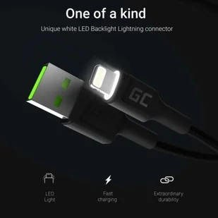 Apple Green Cell Kabel Green Cell GC Ray USB Lightning 120cm z białym podświetleniem LED szybkie ładowanie 2 KABGC05 - Kable USB - miniaturka - grafika 4