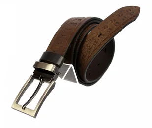 WIREX (PL) Pasek Skórzany Męski WIREX (PL) Klamra Nowoczesna GŁADKI SZARFOWANY "BIEŻNIK" BRĄZOWY 35 mm Skóra Licowa Extra - Paski - miniaturka - grafika 2