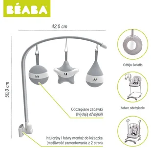 Beaba Beaba, Łuk z zabawkami '"Bouncer Up&Down" 912488 - Maty edukacyjne - miniaturka - grafika 2
