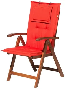 Shumee Krzesło ogrodowe ciemne drewno z poduszką jasnoczerwoną TOSCANA 150731 - Fotele i krzesła ogrodowe - miniaturka - grafika 3