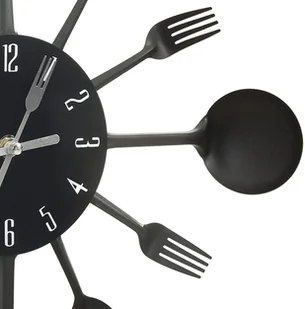 VidaXL Lumarko Zegar ścienny z łyżek i widelców, czarny, 40 cm, aluminium 325163 VidaXL - Zegary - miniaturka - grafika 4