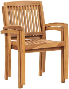 vidaXL Ogrodowe krzesła sztaplowane, 2 szt., lite drewno tekowe - Fotele i krzesła ogrodowe - miniaturka - grafika 4