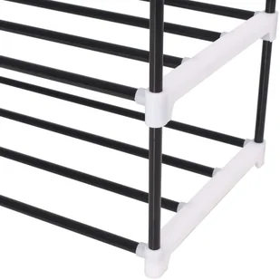 vidaXL Stojak na buty z 7 półkami, metal i plastik, czarny - Szafki na buty - miniaturka - grafika 6