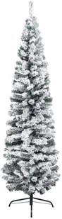 vidaXL Smukła, sztuczna choinka, zielona, ośnieżona, 210 cm, PVC - Choinki - miniaturka - grafika 2