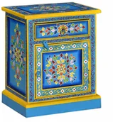 Szafki nocne - vidaXL Szafka nocna, lite drewno mango, turkusowa, ręcznie malowana - miniaturka - grafika 1