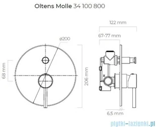 Oltens Molle bateria prysznicowa podtynkowa złota 34100800 - Baterie podtynkowe - miniaturka - grafika 2