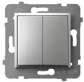 Wyłączniki światła i elektryczne - Ospel Łącznik świecznikowy, podwójny Srebrny Aria - ŁP-2U/m/18 - miniaturka - grafika 1