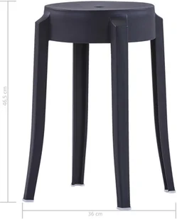 vidaXL Stołki sztaplowane, 4 szt., czarne, plastikowe - Taborety i hokery - miniaturka - grafika 7