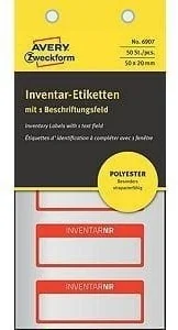 Avery Tabliczki Inwentaryzacyjne Poliestrowe Do Opisu Ręcznego ZWECKFORM 50x20mm Czerwone Ramki 1 Pole Na Tekst 50szt - Papier do drukarek - miniaturka - grafika 2