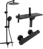 Zestawy prysznicowe - Rea Zestaw natryskowy z termostatem MIKE Black P0550 - miniaturka - grafika 1