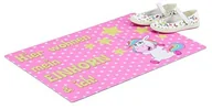 Wycieraczki - Relaxdays wycieraczka jednorożec oraz JA, 60 x 40 cm wycieraczka do pokoju dla dziewczynki, płaska antypoślizgowa podłogowa, różowa 10022016 - miniaturka - grafika 1