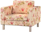 Pokrowce na meble - Dekoria pl pl Pokrowiec na fotel Karlstad krótki duże kwiaty na kremowym tle 89 x 89 x 64 cm Londres 619-143-87 - miniaturka - grafika 1