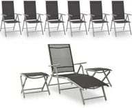 Meble ogrodowe - vidaXL 9-cz. zestaw wypoczynkowy do ogrodu, czarno-srebrny - miniaturka - grafika 1
