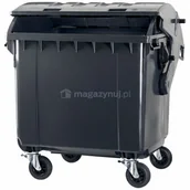 Kosze na śmieci - Pojemnik do segregacji odpadów na kółkach, półokrągła pokrywa pojemność 1100 l (kolor niebieski) - miniaturka - grafika 1
