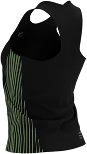 Compressport Koszulka biegowa damska PERFORMANCE SINGLET czarno-zielona - Bielizna sportowa damska - miniaturka - grafika 6