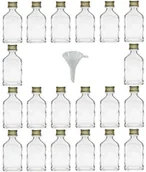 Piersiówki - Viva Haushaltswaren mini butelki szklane z zakrętką, pojemność 20 ml, 20 sztuk, do samodzielnego wypełnienia, w zestawie z lejkiem o średnicy 5 cm #31056# - miniaturka - grafika 1