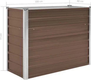 vidaXL Donica ogrodowa, brązowa, 100 x 40 x 77 cm, galwanizowana stal - Donice - miniaturka - grafika 7