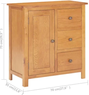 vidaXL Szafka, 70 x 35 x 75 cm, lite drewno dębowe - Szafki do salonu - miniaturka - grafika 8