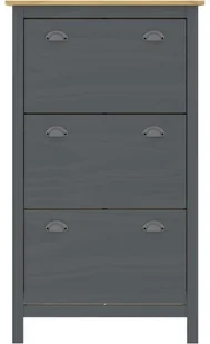 vidaXL Szafka na buty Hill Range, szara, 72x35x124 cm, drewno sosnowe - Szafki na buty - miniaturka - grafika 2