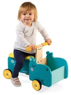 Janod drewniany jeździk ze skrzynią Hipopotam - Jeździki dla dzieci - miniaturka - grafika 2