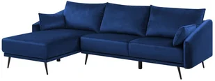 Beliani Beliani Sofa narożna prawostronna welur ciemnoniebieska VARDE - Narożniki - miniaturka - grafika 3