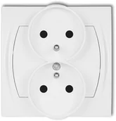 Gniazdka elektryczne - Karlik Gniazdo podwójne z uziemieniem i ochroną styków LOGO Biały LGPR-2ZP - miniaturka - grafika 1