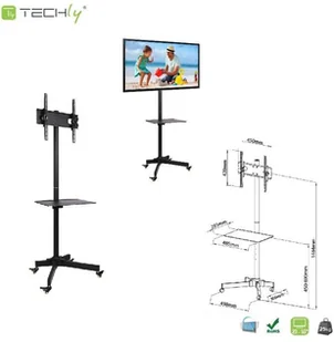 Techly Techly Stojak mobilny LCD/LED 23-55cali regulowany z półką czarny - Akcesoria do monitorów - miniaturka - grafika 7