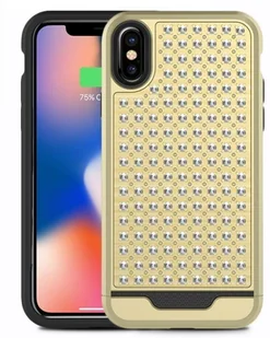 Zizo Star Diamond Hybrid Cover Etui iPhone X (Gold/Black) DLST-IPHX-GDBK - Etui i futerały do telefonów - miniaturka - grafika 2