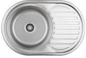 Zlewozmywaki - STEINER Zlewozmywak stalowy jednokomorowy 77 50 16 cm z ociekaczem TOM 211 kolor satyna - miniaturka - grafika 1