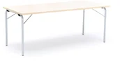 Meble do szkół i przedszkoli - AJ Produkty Stół składany NICKE, 1800x800x720 mm, laminat brzoza, srebrny - miniaturka - grafika 1