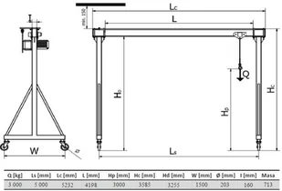 Vidaxl 339 bramowa skręcana miproCrane DELTA 300 z wózkiem pchanym i wciągnikiem łańcuchowym ręcznym udźwig 3000 kg wysięg 5000 mm wysokość podnoszenia 3000 mm) 33976416 76416-uniw - Wciągarki - miniaturka - grafika 2